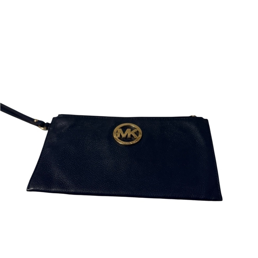 Michael Kors nevy blue Clutch with Gold Logo